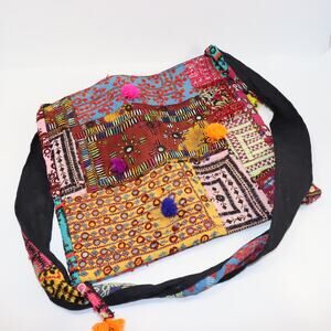 Handmade Boho Tribal Festival Bag Mirror Work Embroidered Patchwork Tote